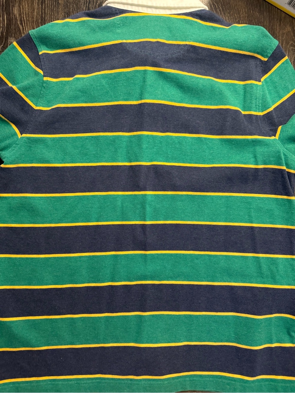 Brooks Brothers Men's XL Green Navy Striped Rugby Polo Shirt - Picture 7 of 8